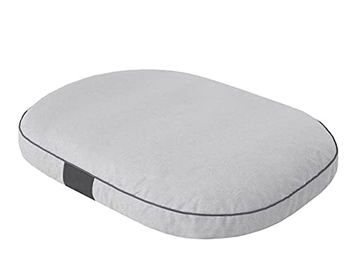 Pillowprim Hundekissen Hundebett Hundematratze Kissen Hundeschlaufplatz Bett Hundekorb Hundesofa ovale Matratze mittelgroße Hunde L - 87 x 68 cm Aschgrau ökologische Leinenstoffe von PillowPrim