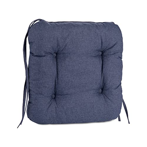 Pillows24 Stuhlkissen 4er Set, Sitzkissen mit Steppung 40x40 cm, Sitzpolster für Outdoor geeignet, Bequemes Sitzpolster mit befestigungs Bändern für Gartenmöbel oder Stuhl (blau) von Pillows24