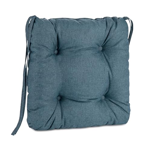 Pillows24 Stuhlkissen 4er Set, Sitzkissen mit Steppung 40x40 cm, Sitzpolster für Outdoor geeignet, Bequemes Sitzpolster mit befestigungs Bändern für Gartenmöbel oder Stuhl (türkis) von Pillows24