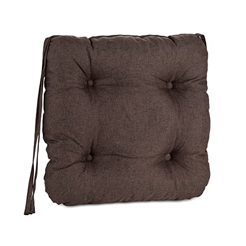 Pillows24 Stuhlkissen 4er Set, Sitzkissen mit Steppung 40x40 cm, Sitzpolster für Outdoor geeignet, Bequemes Sitzpolster mit befestigungs Bändern für Gartenmöbel oder Stuhl (braun) von Pillows24