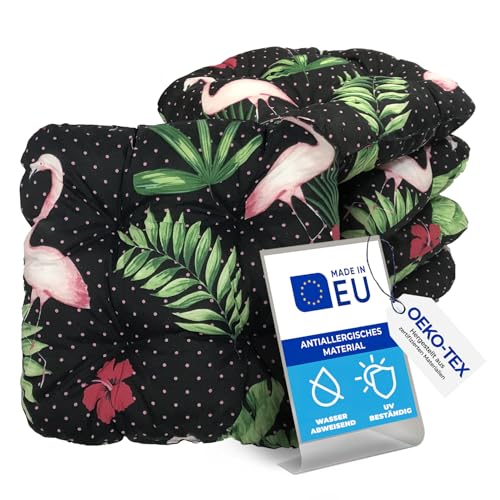 Pillows24 – 4X Sitzkissen Outdoor 40x40 – Extra Dicke 8cm – Wasser- & UV-beständig + Bändern | Bequeme Stuhlkissen, Stuhlauflage Sitzpolster, Sitzauflage Gartenstuhl | Sitzkissen Stuhl (Flamingos) Pillows24 – 4X Sitzkissen Outdoor 40x40 – Extra Dicke 8cm – Wasser- & UV-beständig + Bändern | Bequeme Stuhlkissen, Stuhlauflage Sitzpolster, Sitzauflage Gartenstuhl | Sitzkissen Stuhl (Flamingos) von Pillows24