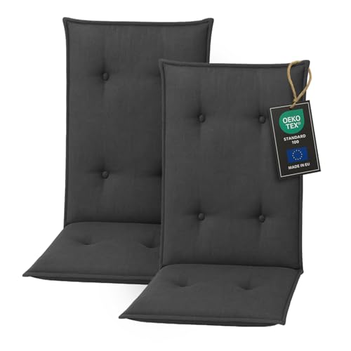 Pillows24 - Hochlehner Auflagen 2er Set - 120x50cm – 8cm Dick - Premium-Material 200gsm, UV- & Wasserabweisend | Gesteppte Sitzauflagen Hochlehner | Gartenstuhlauflagen für Gartenmöbel | Graphit Pillows24 - Hochlehner Auflagen 2er Set - 120x50cm – 8cm Dick - Premium-Material 200gsm, UV- & Wasserabweisend | Gesteppte Sitzauflagen Hochlehner | Gartenstuhlauflagen für Gartenmöbel | Graphit von Pillows24