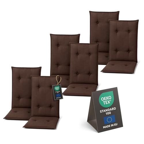 Pillows24 - Hochlehner Auflagen 6er Set 120x50x8 cm | Gesteppte Wetterfeste Gartenstuhlauflagen | Polster Sitzkissen für Klappsessel & Gartenmöbel | Extra Dicke Sitzauflagen | Made in EU | Braun Pillows24 - Hochlehner Auflagen 6er Set 120x50x8 cm | Gesteppte Wetterfeste Gartenstuhlauflagen | Polster Sitzkissen für Klappsessel & Gartenmöbel | Extra Dicke Sitzauflagen | Made in EU | Braun von Pillows24