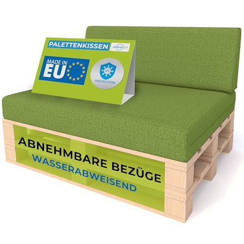 Pillows24 - Palettenkissen 2-teiliges Set | Palettenauflage für Palettensofa | Rückenkissen & Sitzkissen für Europaletten | Palettenmöbel für Indoor & Outdoor | Made in EU | Lemon von Pillows24