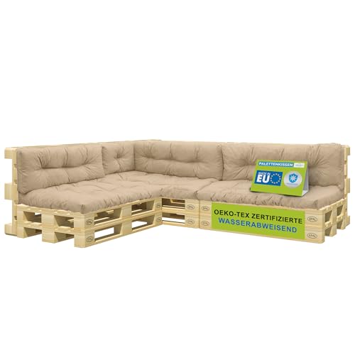 Pillows24 – Palettenkissen – 8-teiliges Set | Palettenauflage für Palettensofa | Sitz- und Rückenkissen für Europaletten | Palettenmöbel Indoor & Outdoor, UV-beständig | Made in EU | Cappuccino Pillows24 – Palettenkissen – 8-teiliges Set | Palettenauflage für Palettensofa | Sitz- und Rückenkissen für Europaletten | Palettenmöbel Indoor & Outdoor, UV-beständig | Made in EU | Cappuccino von Pillows24