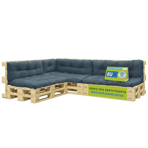 Pillows24 – Palettenkissen – 8-teiliges Set | Palettenauflage für Palettensofa | Sitz- und Rückenkissen für Europaletten | Palettenmöbel Indoor & Outdoor, UV-beständig | Made in EU | Türkis von Pillows24