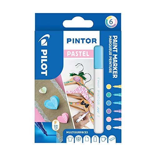 PILOT PINTOR Kreativmarker – 6 Stück in F – Pastellfarben – Farbmarker-Stifte für DIY-Projekte, für fast alle Oberflächen, schnell trocknend und gut deckend von Pilot