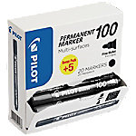 Pilot 100 Permanentmarker Fein Rundspitze 1 mm Schwarz 20 Stück von Pilot