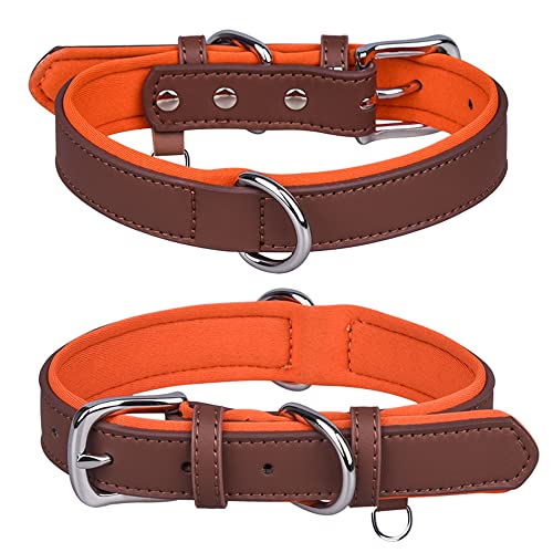 Pimaodog Hundehalsband aus echtem Leder, verstellbar, bequem, weich, atmungsaktiv, gepolstert, für kleine und mittelgroße und große Hunde (XL (Halsumfang 46-56 cm), Braun) von Pimaodog