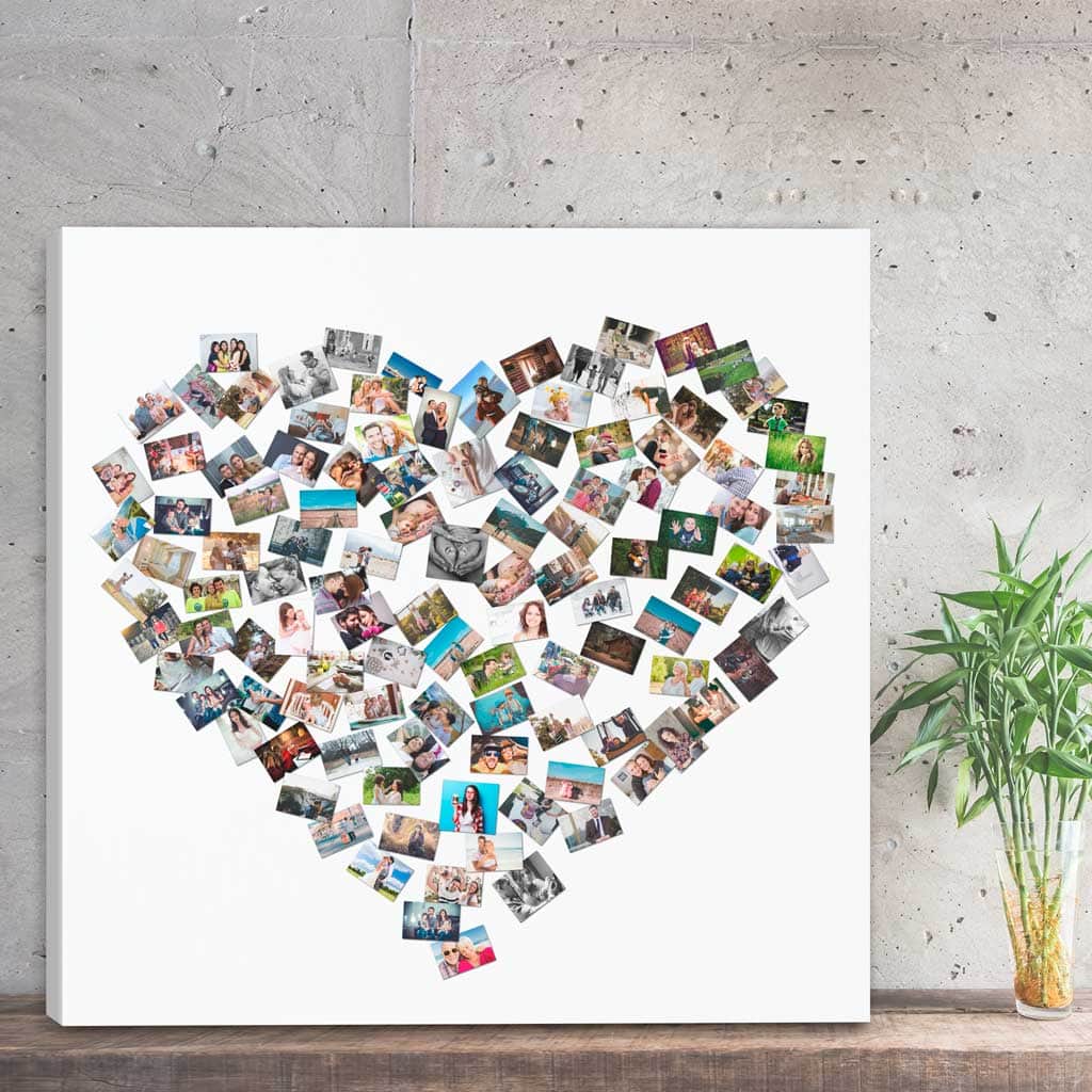 Fotocollage Leinwand Herz Collage mit eigenen Fotos - 60x60cm von Pimavo