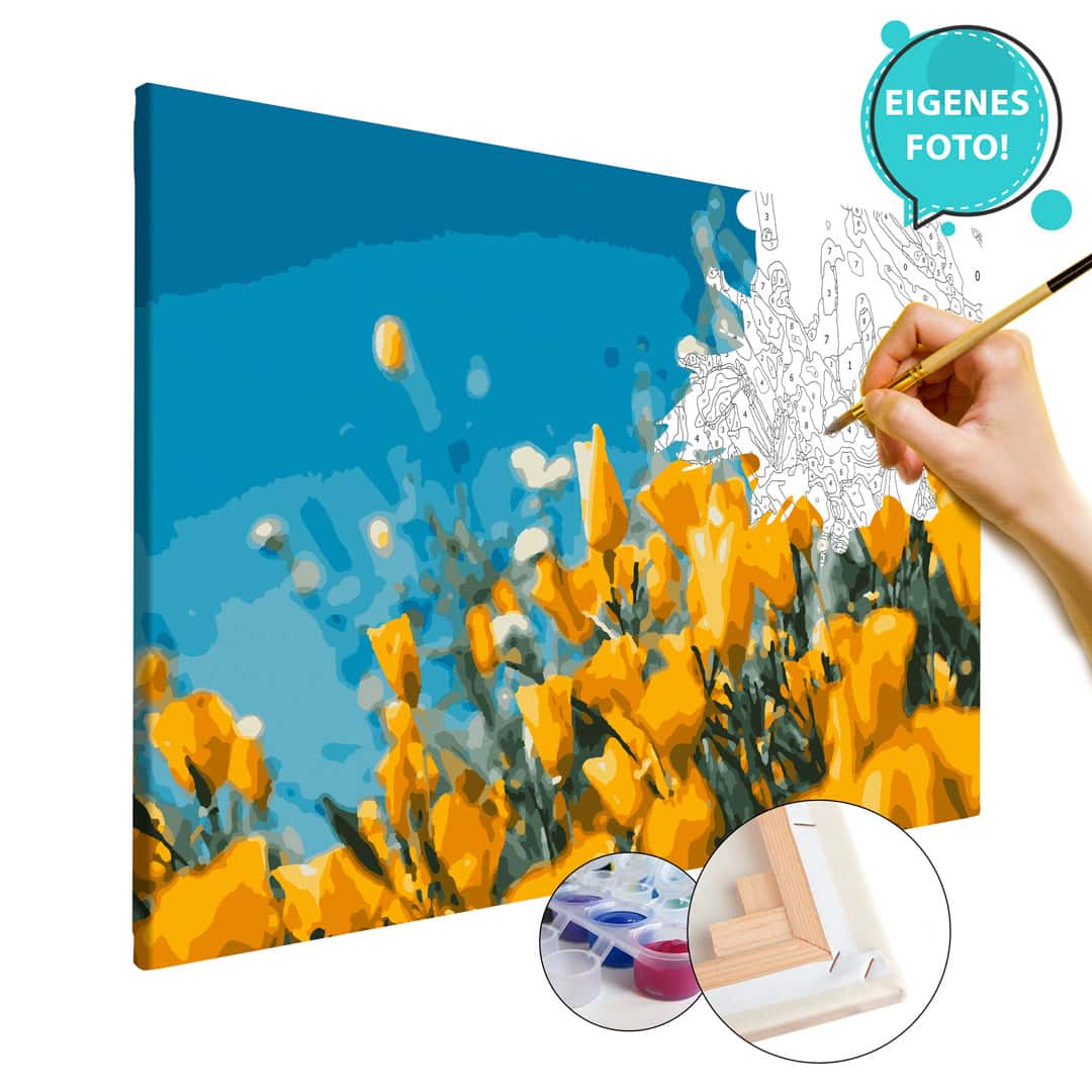 Malen nach Zahlen eigenes Foto, Bild Blumen - 30x40cm, Premium Kiefernholz Keilrahmen von Pimavo