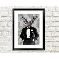Deer Man Print Lustiger Mensch Tier Kunstdruck Deer Man Print Lustiger Mensch Tier Kunstdruck von PimlicoPrints