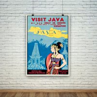 Java Poster Vintage Indonesien Reiseplakat Java Poster Vintage Indonesien Reiseplakat von PimlicoPrints
