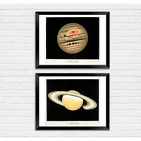 Planet Prints Vintage Saturn Und Jupiter Kunst Illustrationen von PimlicoPrints