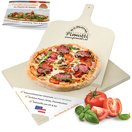 PIMOTTI Pizzastein 2cm Pizzastein für Backofen Brotbackstein aus echtem Schamott eckig Backstein für Backofen Pizza Steinplatte für Back Ofen Grill Gasgrill Pizza Stone von Pimotti