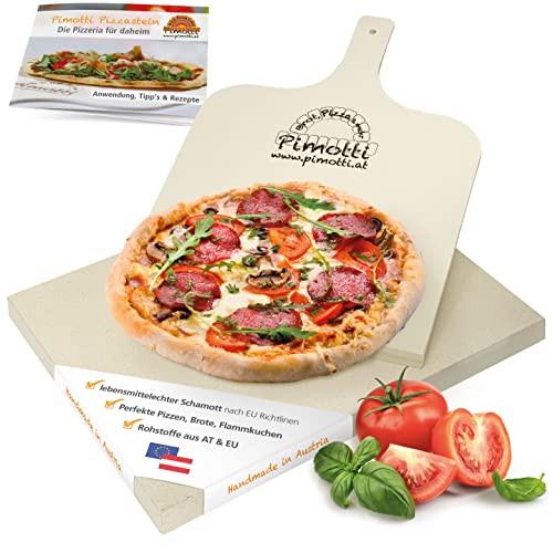 PIMOTTI Pizzastein 3cm Pizza-Stein für Backofen Brotbackstein aus echtem Schamott Pizzastein eckig Backstein Pizza Steinplatte für Backöfen Stein Grill Gasgrill Pizza-Stone von Pimotti