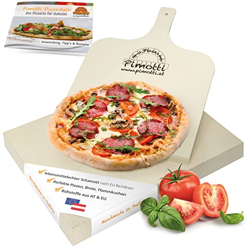 PIMOTTI Pizzastein 5cm Pizzastein für Backofen Brotbackstein aus echtem Schamott Pizzastein eckig Backstein für Backofen Pizza Steinplatte für Backofen Pizzastein Grill Pizzastein Gasgrill Pizza Stone von Pimotti