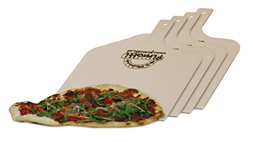 Pimotti Pizzaschaufel/Brotschaufel/Flammkuchenbrett aus naturbelassenem Sperrholz für Pizzastein (4er Set) von Pimotti