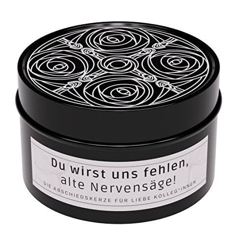 Lustige Duftkerze mit Spruch "Du wirst uns fehlen, alte Nervensäge." für Freunde, Kollegen und Kolleginnen zum Abschied als Geschenk von PimpMyPresent