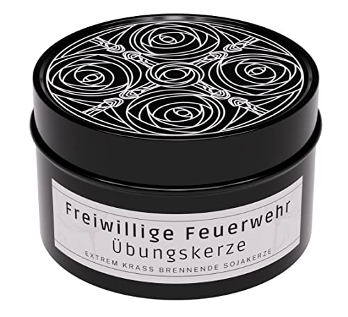 Lustige Duftkerze mit Spruch "Freiwillige Feuerwehr Übungskerze" für Freundinnen, Freunde, Feuerwehrler als Geschenk von PimpMyPresent