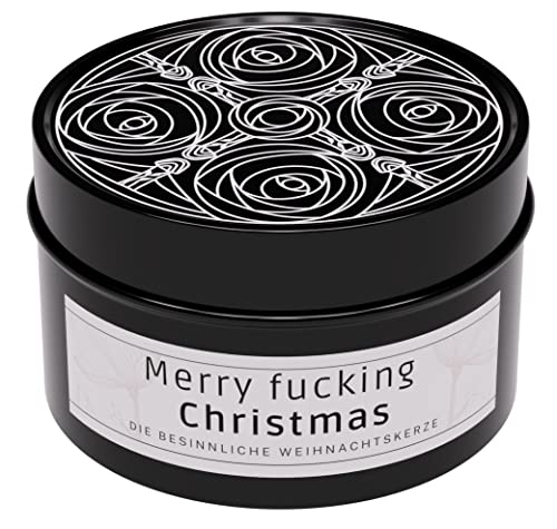 Lustige Duftkerze mit Spruch "Merry fucking Christmas" für Weihnachten als Geschenk an Freundin, Freund, Partner, Ehemann, Ehefrau, Familie von PimpMyPresent