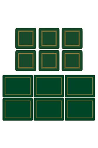 Pimpernel Platzsets mit 6 Untersetzern, klassisch, Smaragdgrün von Pimpernel