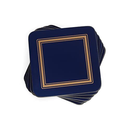 Pimpernel Classic Midnight Blue Collection Untersetzer | Set mit 6 Stück | Korkrückwand | hitze- und schmutzabweisend | Getränkeuntersetzer für den Tischschutz | Maße: 10,2 x 10,2 cm von Pimpernel