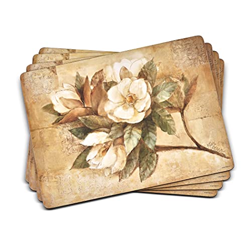 Pimpernel Sugar Magnolia Collection Tischsets | 4er-Set | hitzebeständige Matten | Kork-Rückseite | hartes Tischset für Esstisch | Maße: 39,9 x 29,7 cm von Pimpernel