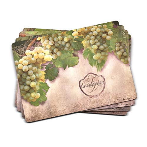 Pimpernel Tuscan Vineyard Collection Tischsets | Set mit 4 | hitzebeständige Matten | Korkrückseite | hartes Platzset für Esstisch | Maße: 39,9 x 29,7 cm, mehrfarbig von Pimpernel