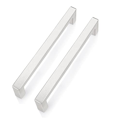 PinLin 25 Stück Küchentürgriffe 160 mm Satin Nickel Schrankgriffe Edelstahl Schrankgriffe Quadratische T-Griffe von PinLin