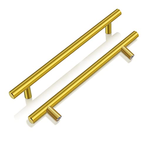 PinLin Gold Küchenschrankgriffe, T-Bar-Schrankgriffe für Schlafzimmer, Edelstahl-Badezimmer-Schubladengriffe, 160 mm Lochabstand, 5 Stück von PinLin