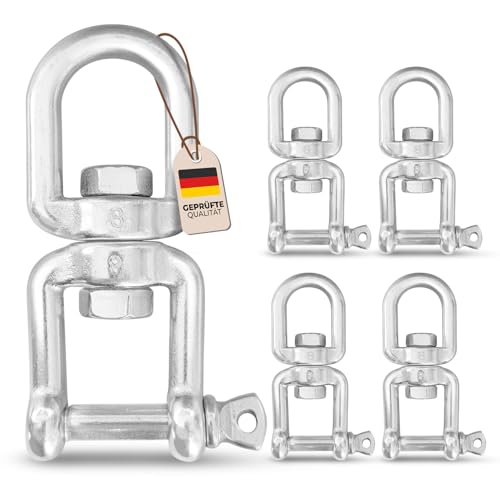 PinPro A4 Edelstahl Drehwirbel Auge-Gabel Form in mehreren Größen bis 3150kg Bruchlast | Rostfreier AISI 316 Wirbelschäkel | 360° drehbare Ösen für Boxsack oder Hängesessel (1x 8x88mm 2000kg) von PinPro