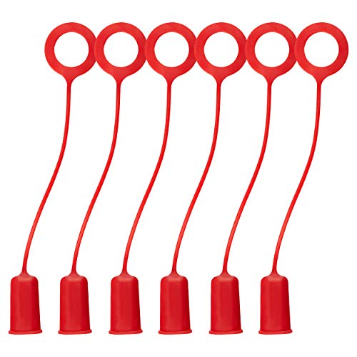 GluBot Original Zubehör - Verschlusskappen inkl. Halteband [6 Stück] - Für stets gebrauchsfertigen Flascheninhalt - RedCaps - FastCap Pinava Edition Rot von Pinava