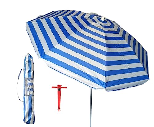 Pincho Sonnenschirm für Strand, 180 cm, Aluminium, UPF+50, blockiert 99% UV-Strahlen, 8 Stangen aus Fiberglas, sehr leicht 1,5 kg, Fenster oben, Seefahrt, 180cm von Pincho