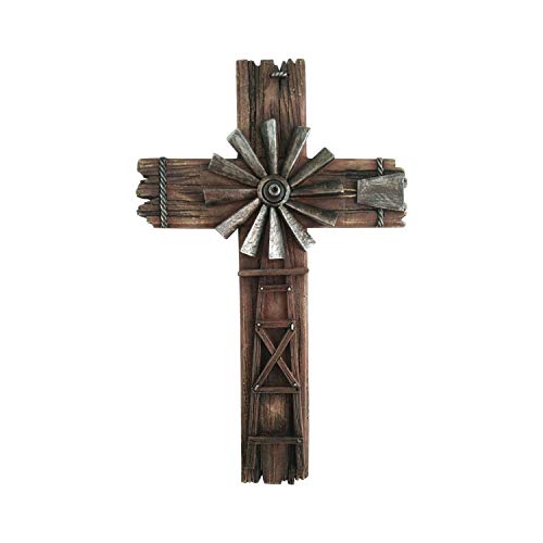 Kreuz Wandbehang Wohnkultur - Westernkreuze Wanddekor Windmühlenkreuz - Kruzifix Wandkreuz groß aus Polyresin - Dekorative Familienkreuze Wanddekor - Kruzifix Wandkreuz Modern von Pine Ridge