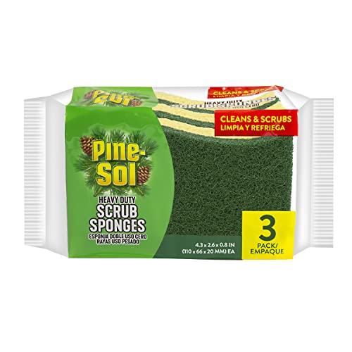 Pine-Sol Robuste Scheuerschwämme zum Reinigen | Doppelseitiges Geschirrspül- und Scheuerschwamm | Küchenzubehör zum Waschen von Geschirr, Töpfen, Pfannen, 3 Stück von Pine-Sol