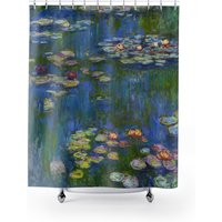 Claude Monet, Seerosen Kunst Duschvorhang, Monet Decor, Blauer Boho Art von PinePrintCo