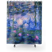 Claude Monet, Seerosen Kunst Duschvorhang, Monet Dekor, Lila Boho Badezimmer, Badezimmer von PinePrintCo