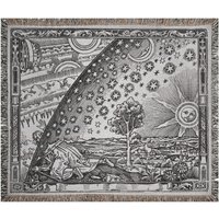 Flammarion Gravur, Gewebte Decke, Schwarz Weiße Sonne Kunst Mond Boho Decke von PinePrintCo