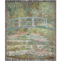 Gewebte Decke, Claude Monet, Monet Malerei, Grüne Natur Vintage Kunstdecke, Seerosen, Malerei von PinePrintCo