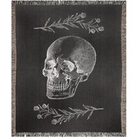 Gothic Decke, Gewebte Halloween-Decke, Halloween Geschenk, Schwarze Gruselige Dekoration, Halloween-Dekor, Schwarzes Dekor, Schädel-Kunst von PinePrintCo