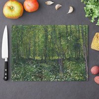 Grünes Schneidebrett, Van Gogh Dekor, Kunst Glas Malerei, Wald Baum Grüne Küche von PinePrintCo