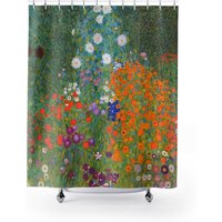 Klimt Duschvorhang, Kunst Dusche, Floral Gustav Klimt, Grüner Fine Art Decor, Blumen Badezimmer, Malerei von PinePrintCo