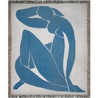 Matisse Decke, Gewebte Blaue Blauer Akt, Henri Matisse, Kunst Frau Wandteppich, Akt von PinePrintCo