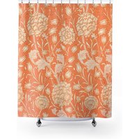 Orange Duschvorhang, William Morris, Jugendstil, Vintage Badezimmer, Orange, Blumen, Floral Badezimmer von PinePrintCo