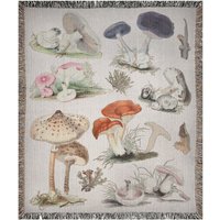 Pilz Decke, Gewebte Cottagecore Walddecke, Bettwäsche, Boho Werfen, Natur Decke von PinePrintCo