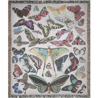 Schmetterling Decke, Webdecke, Boho Bettwäsche, Motte Decor, Cottagecore Vintage Natur Adolphe Millot von PinePrintCo