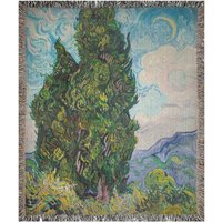 Van Gogh Decke, Kunst Gewebte Mond Wandteppich, Baumdecke, Landschaftsteppich, Gewebter Wandteppich von PinePrintCo
