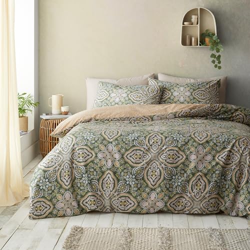 Pineapple Elephant Alba Geo Wende-Bettwäsche-Set mit Kissenbezügen, für Kingsize-Bett, Grün von Pineapple Elephant