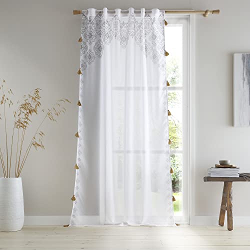 Pineapple Elephant Ariana Voile-Vorhang mit Quasten, 140 x 122 cm, Weiß/Natur von Pineapple Elephant